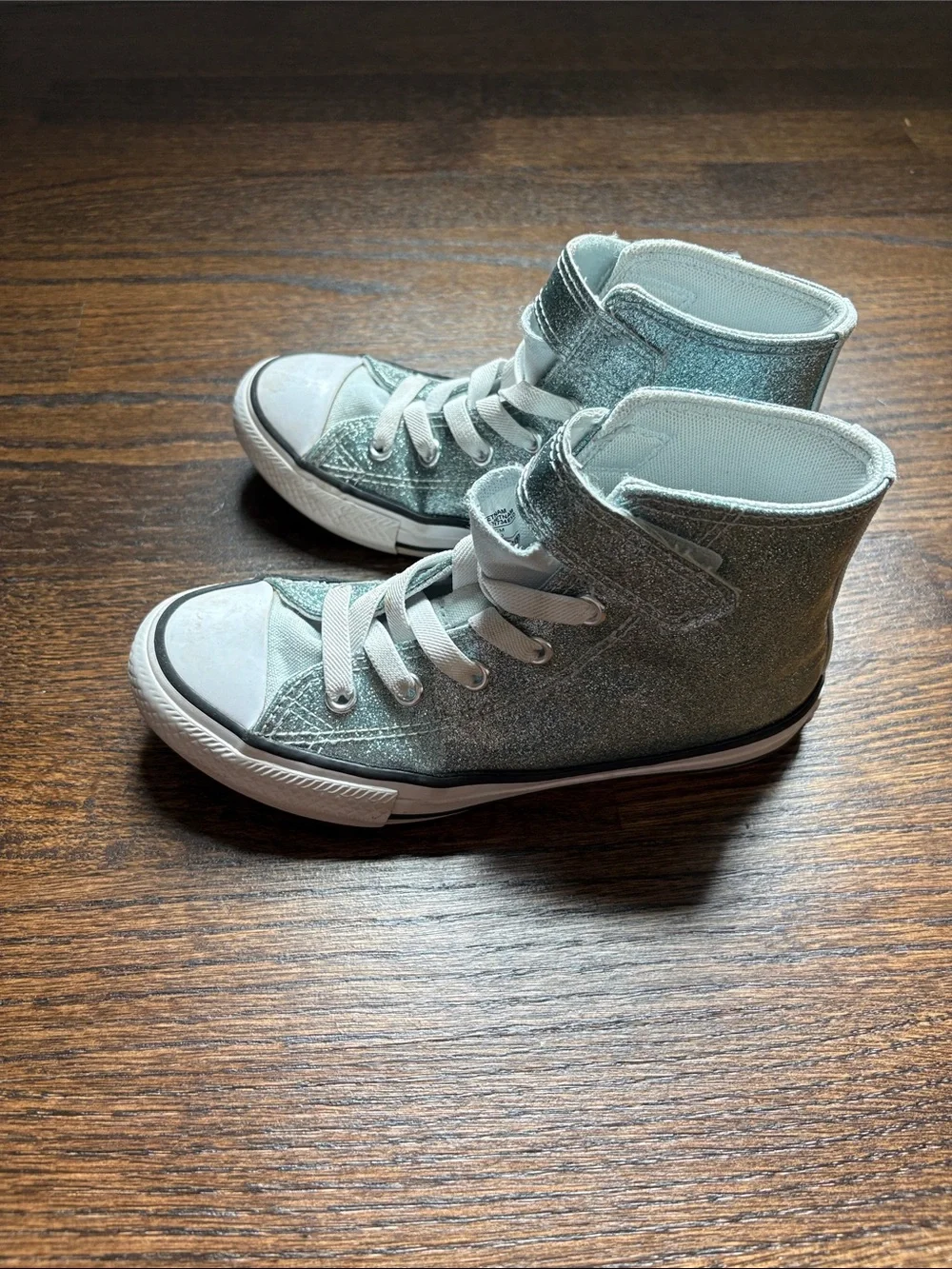 Converse Kids High Top Sneakers - Light Blue Glitter